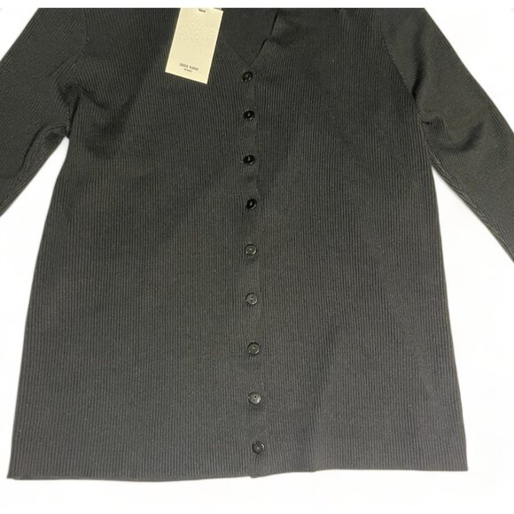 Grace Karin Women's Black Ribbed Cardigan Sweater With Button Front 2XL - Picture 3 of 11